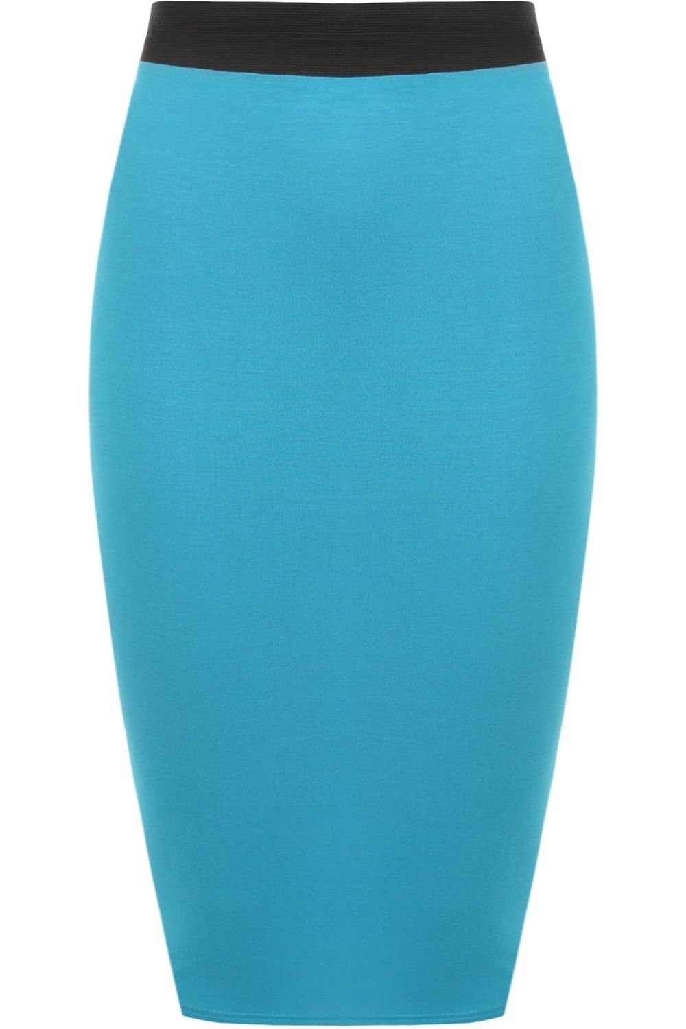 Plus Size Plain Stretch Pencil Midi Skirt