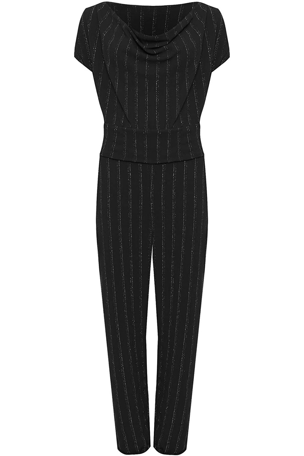 Plus Size Sleeveless Lurex Stripe Jumpsuit Jumpsuit WearAll Black 14