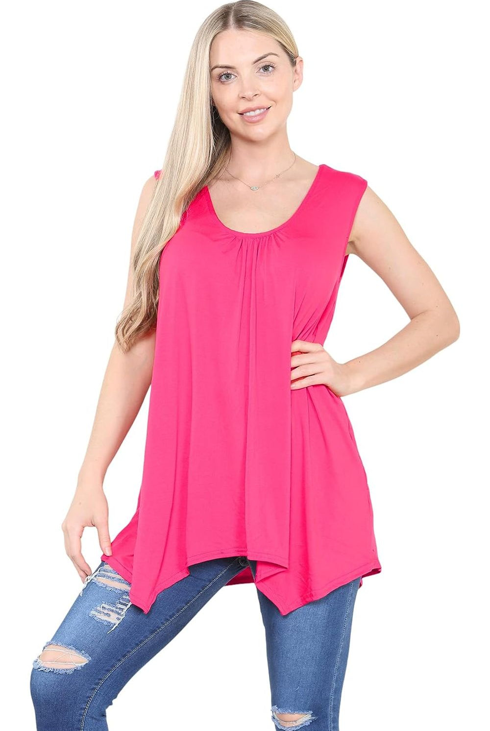 Sleeveless Hanky Hem Vest Top Apparel & Accessories WearAll
