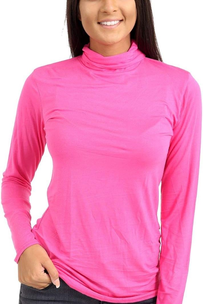Turtle Neck Long Sleeve Top Tops WearAll Cerise 8-10