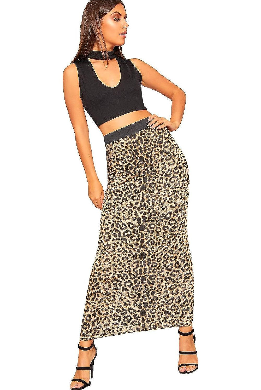 Plus Size High Waist Stretch Long Maxi Skirt