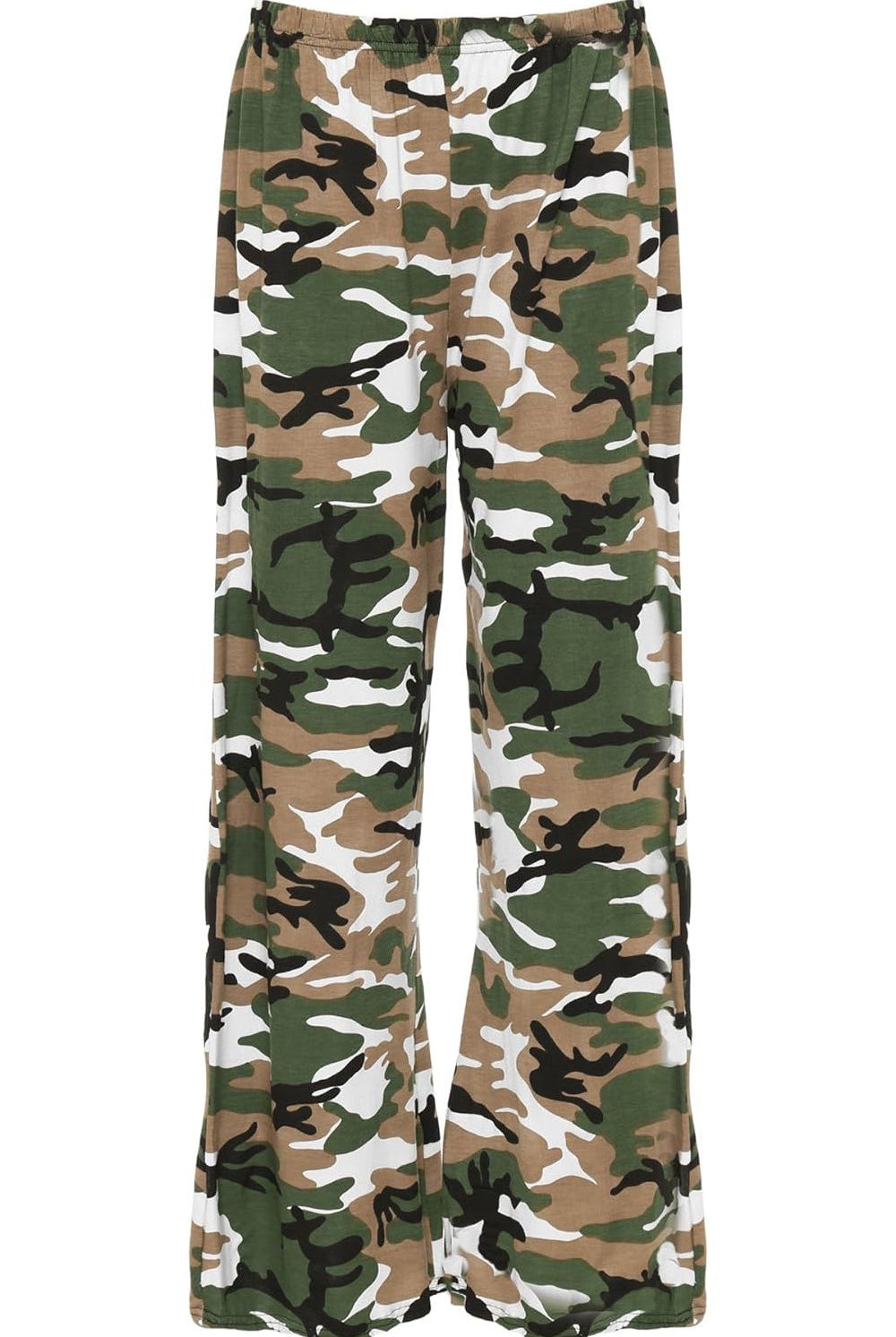 Plus Size Camouflage Print Palazzo Trouser Palazzo WearAll Camouflage 16-18