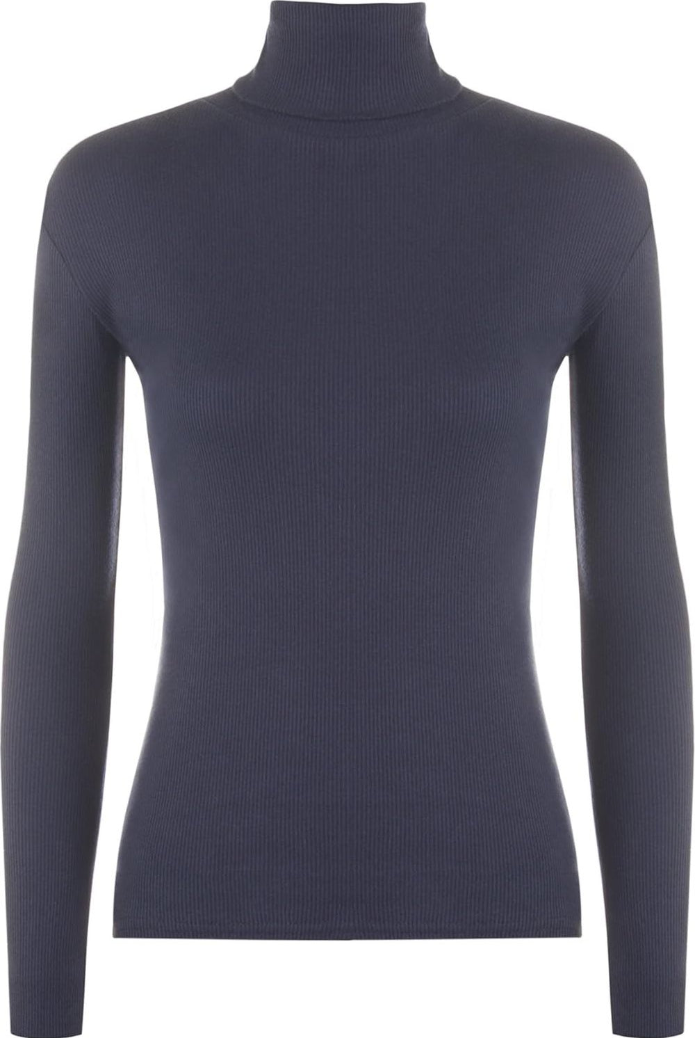 Plus Size Ribbed Stretch Polo Neck Top Tops WearAll Navy Blue 16-18