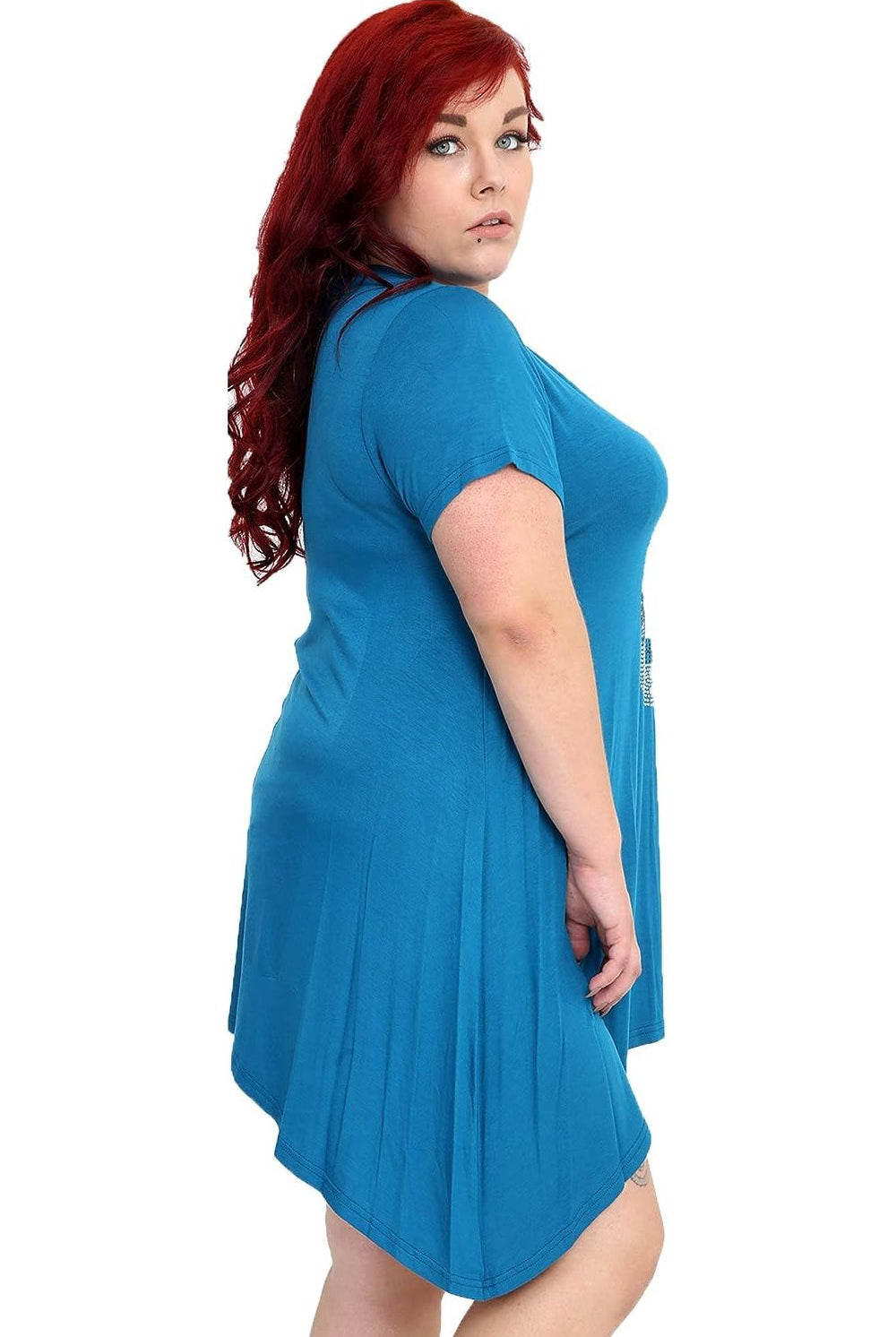 Skull Stud Hanky Hem Short Sleeve Top Apparel & Accessories WearAll