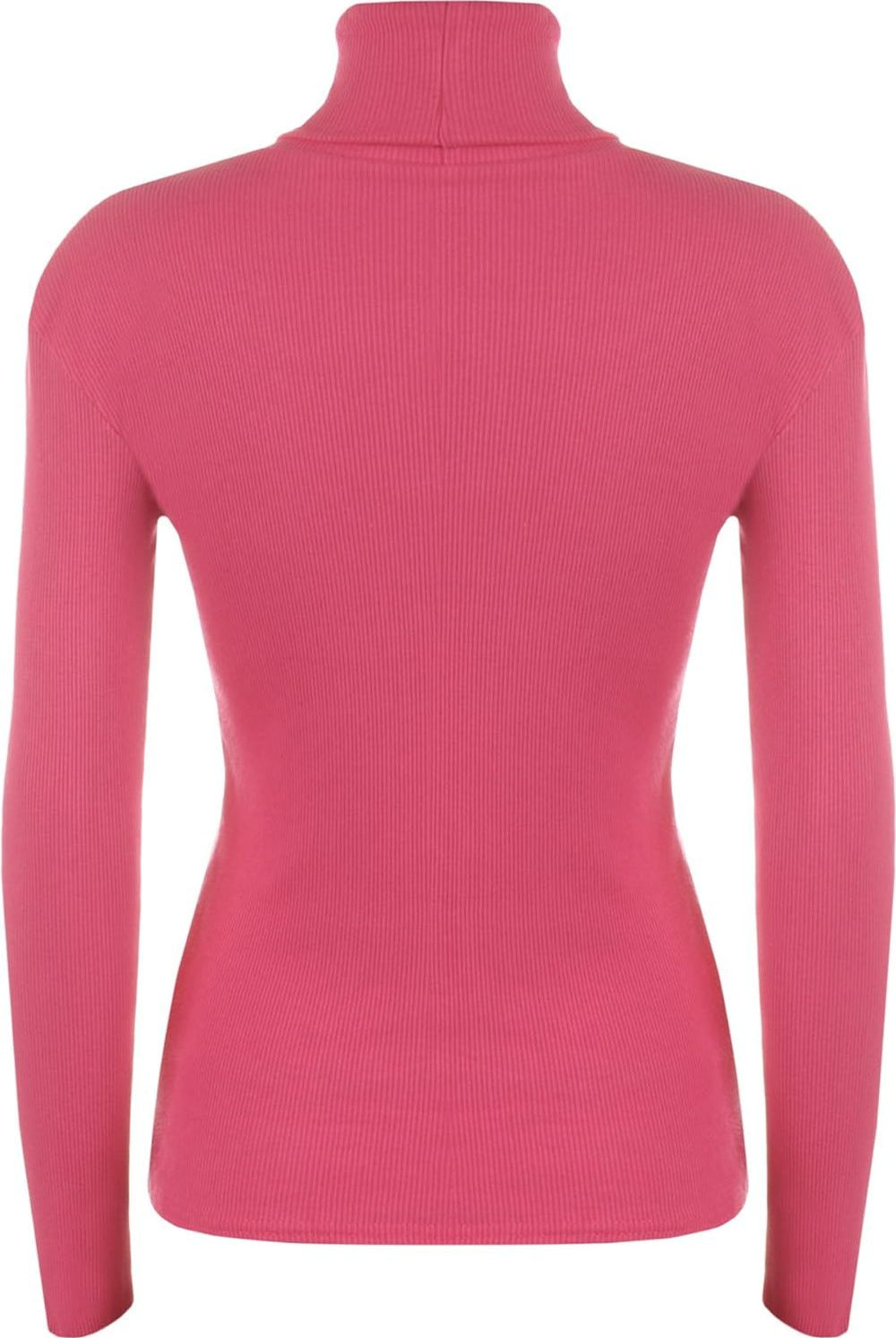 Ribbed Stretch Polo Neck Top Tops WearAll Cerise 8-10
