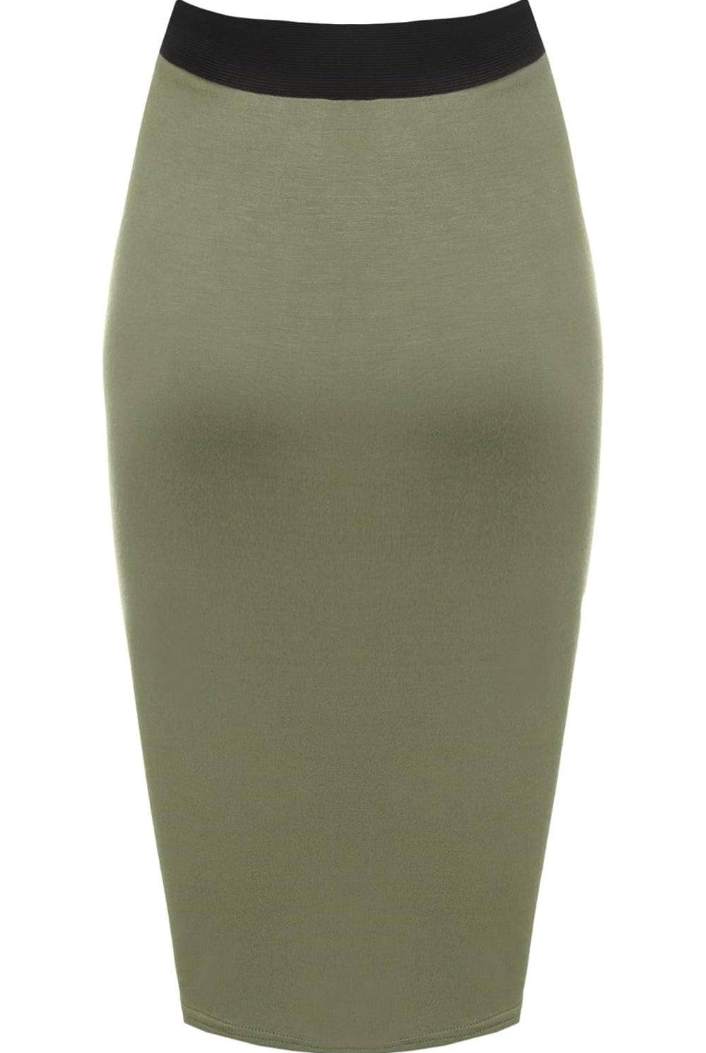 Plain Stretch Pencil Midi Skirt Apparel & Accessories WearAll
