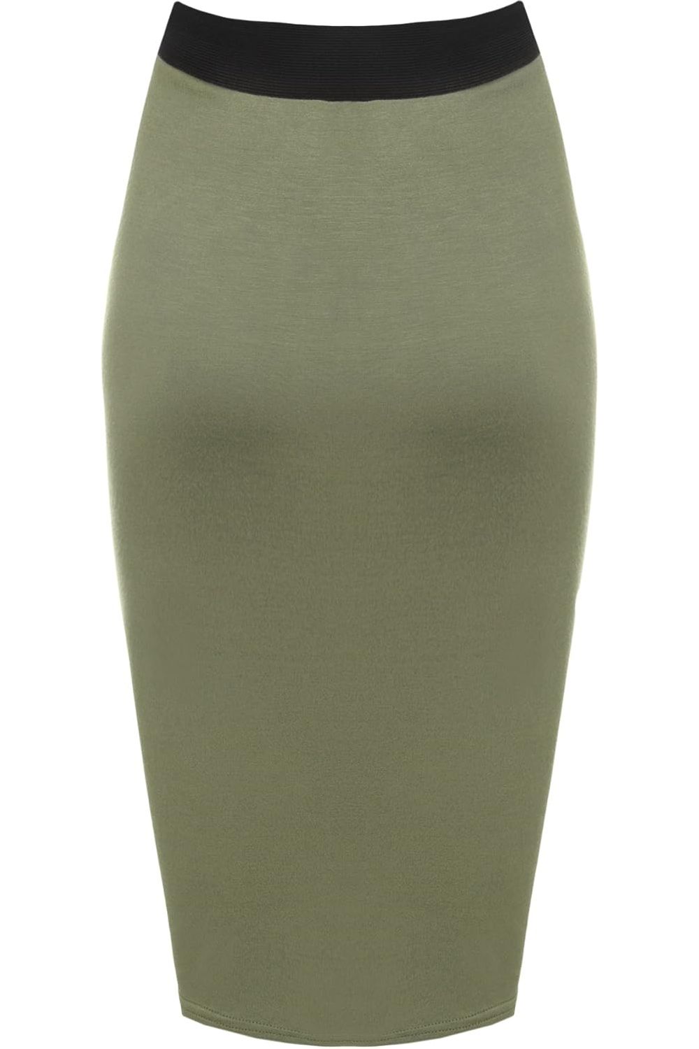 Plain Stretch Pencil Midi Skirt Apparel & Accessories WearAll