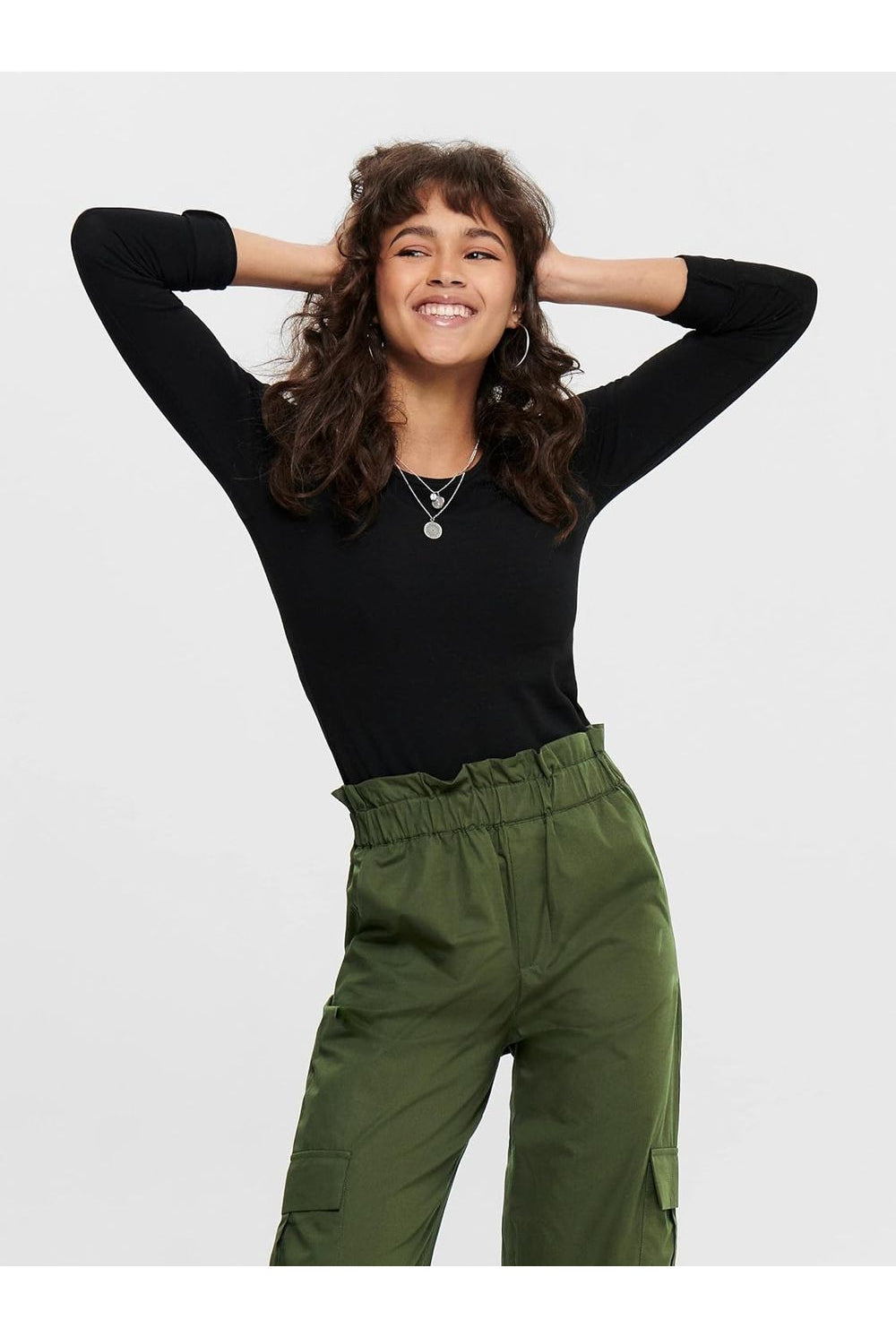 Long Sleeve T-Shirt Top Tops WearAll Black 8-10