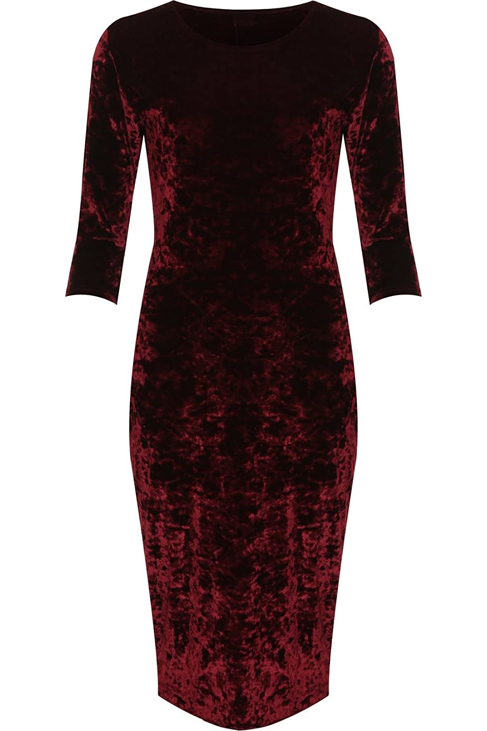 Plus Size Crushed Velour Velvet Bodycon Dress Dress WearAll Wine 14