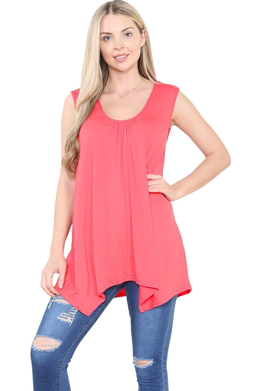 Sleeveless Hanky Hem Vest Top Apparel & Accessories WearAll