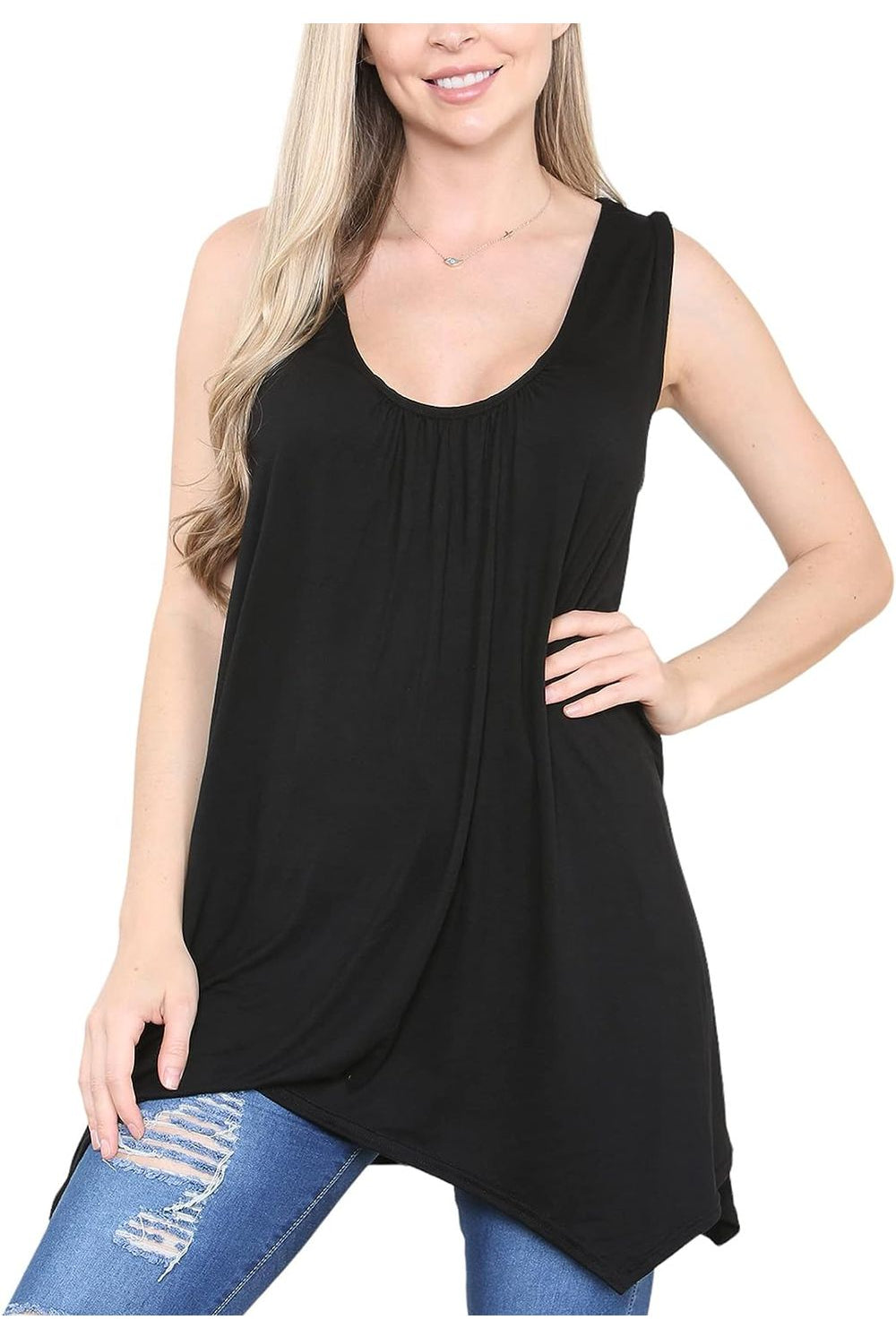 Sleeveless Hanky Hem Vest Top Apparel & Accessories WearAll