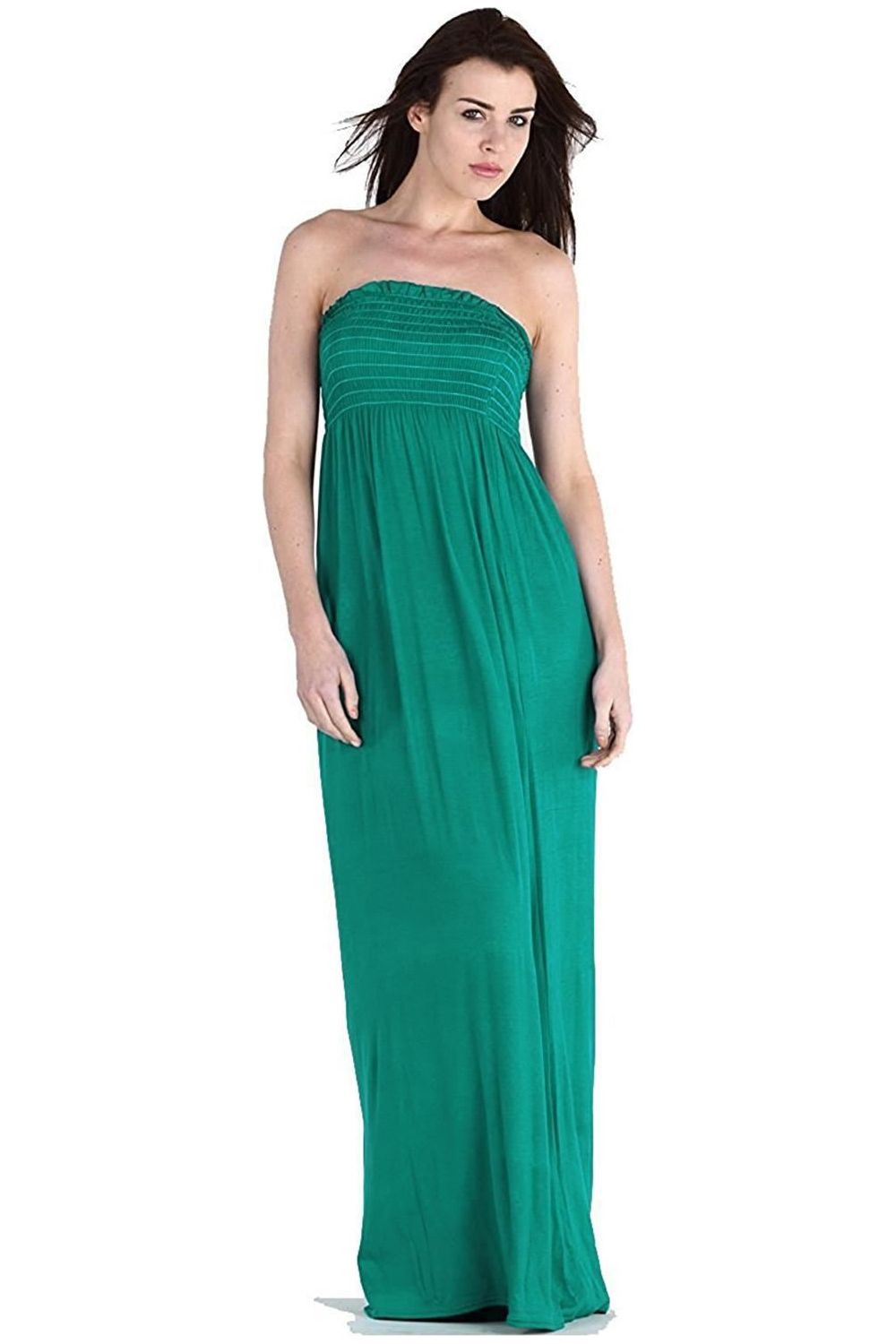 Strapless Sheering Maxi Dress Maxi Cardigan WearAll Jade Green 8-10