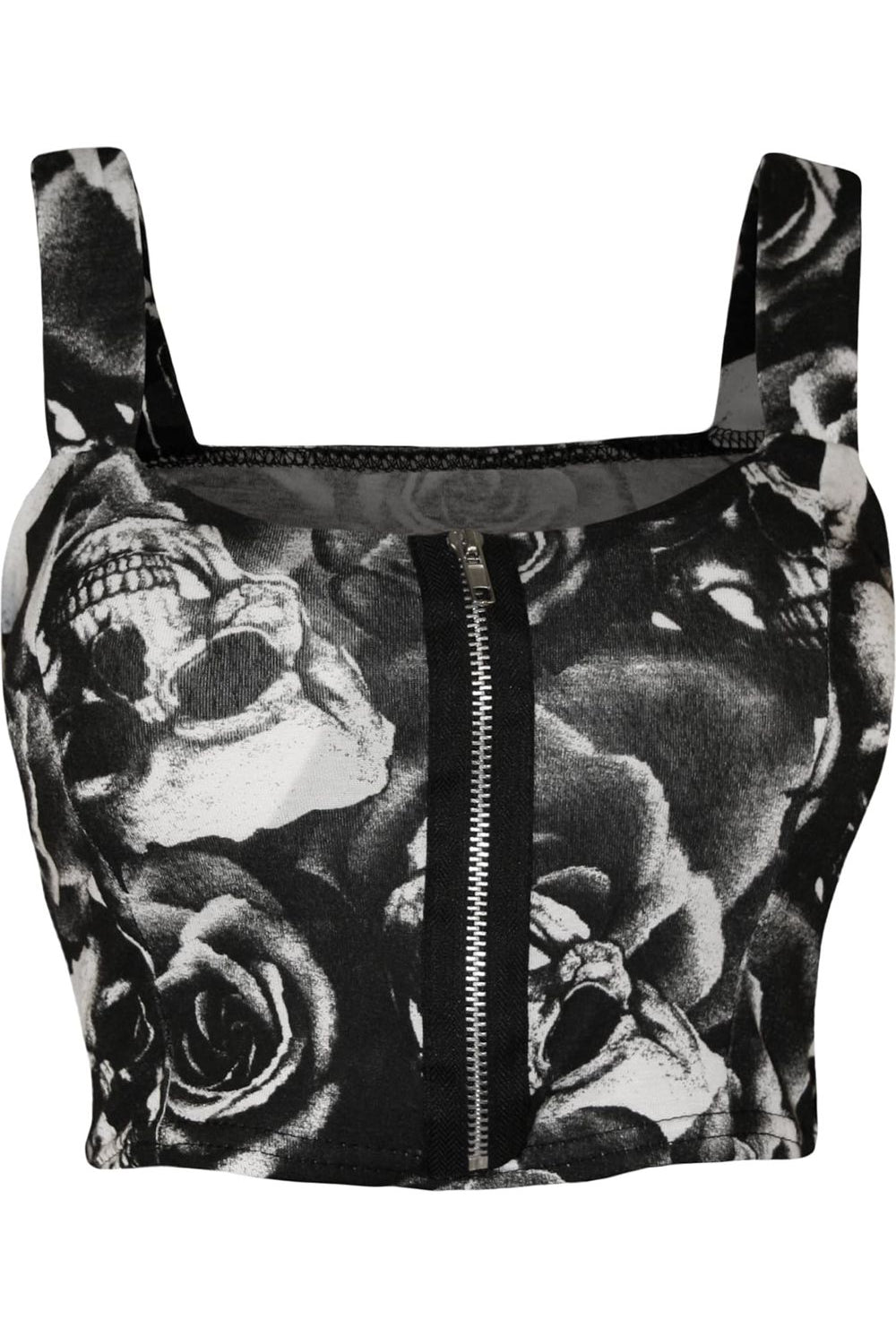 Skull Roses Print Bandeau Strap Crop Top BraTop WearAll