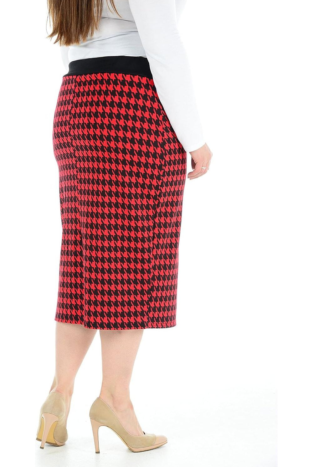 Plus Size Midi Skirt Dogtooth Apparel & Accessories WearAll