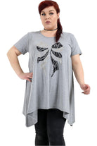 Bow Lace Stud Hanky Hem Short Sleeve Top Apparel & Accessories WearAll Grey 14
