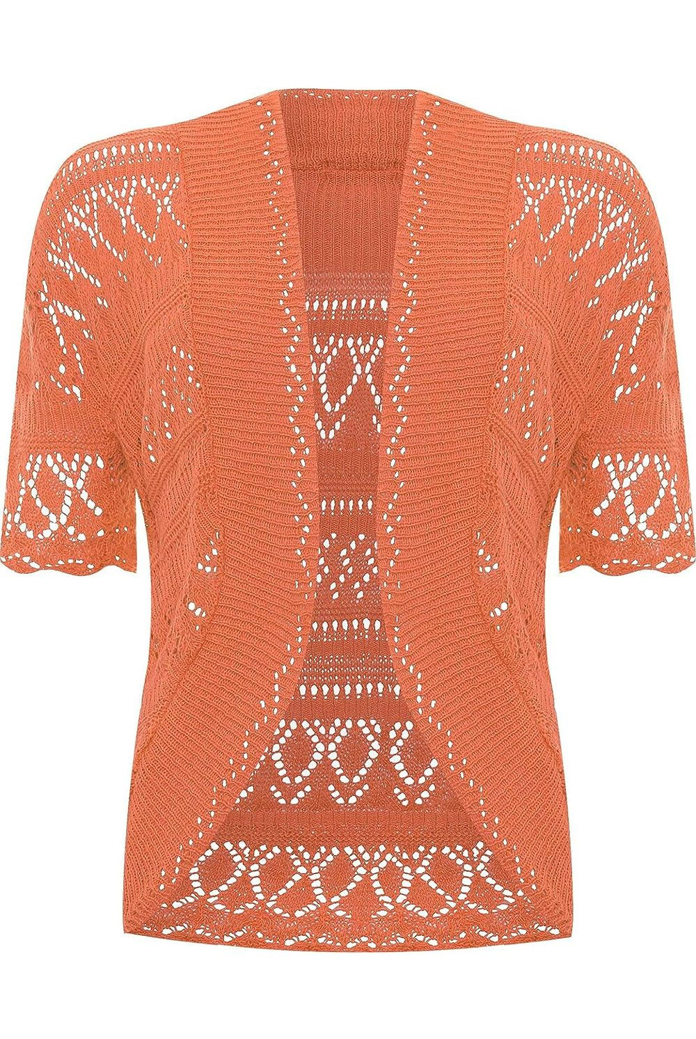 Plus Size Knitted Crochet Short Sleeve Shrugs Tops WearAll