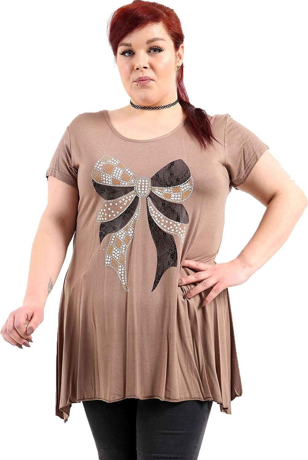 Bow Lace Stud Hanky Hem Short Sleeve Top Apparel & Accessories WearAll