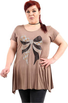 Bow Lace Stud Hanky Hem Short Sleeve Top Apparel & Accessories WearAll