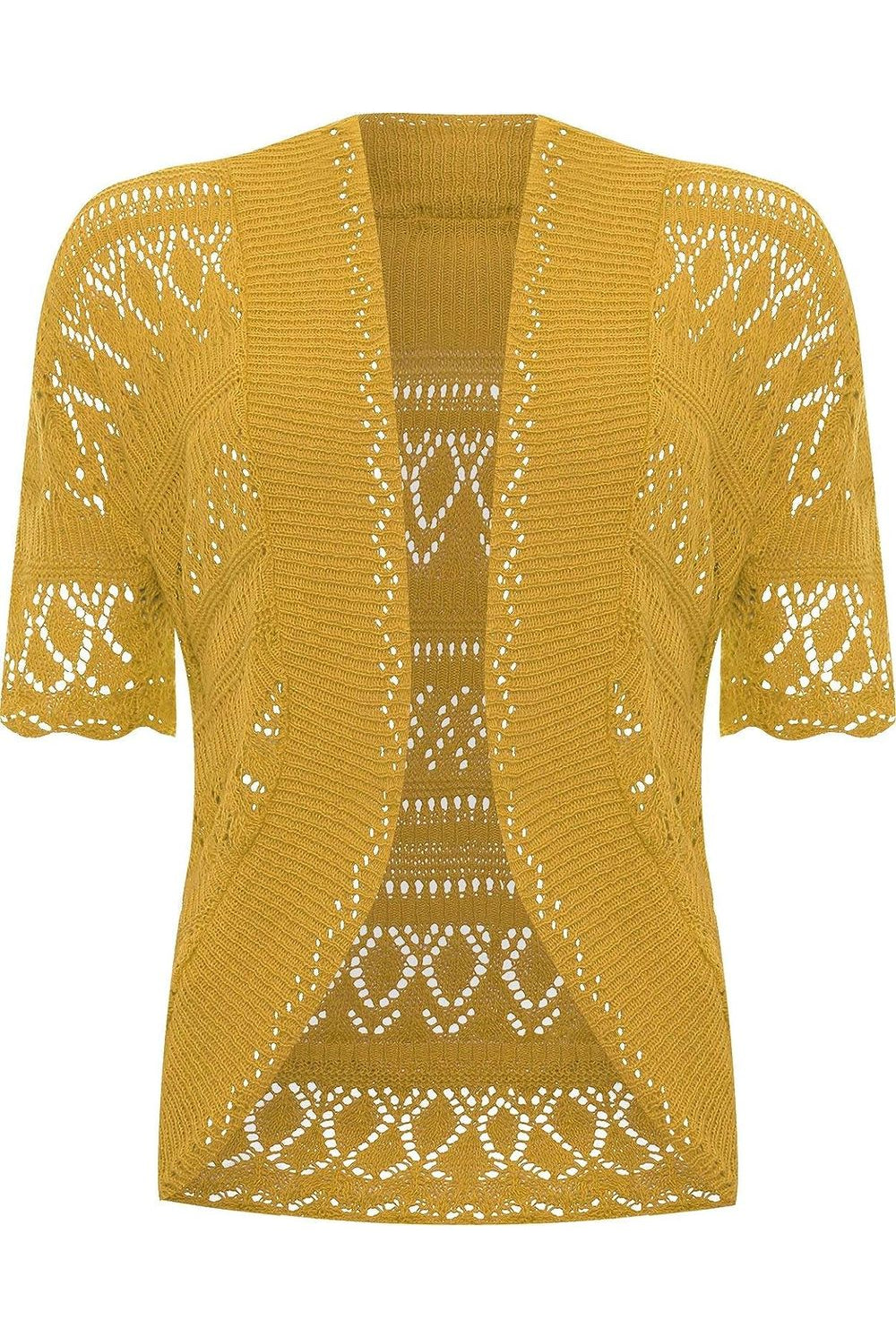 Plus Size Knitted Crochet Short Sleeve Shrugs Tops WearAll