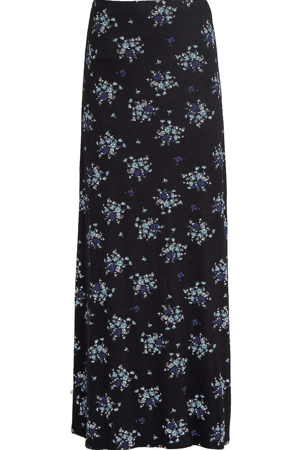 Plus Size Teal Floral Print Maxi Skirt Skirt WearAll Teal Floral 14