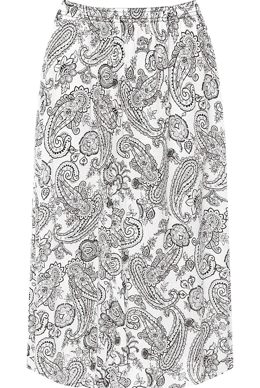 Paisley White Print Midi Skirt Skirt WearAll Paisley White 8-10