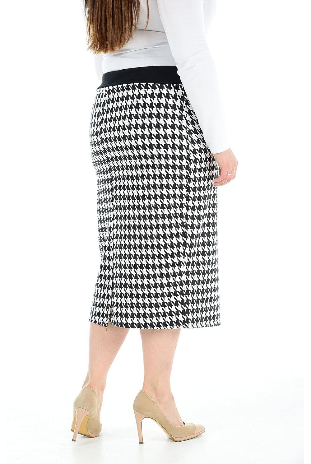 Plus Size Midi Skirt Dogtooth Apparel & Accessories WearAll