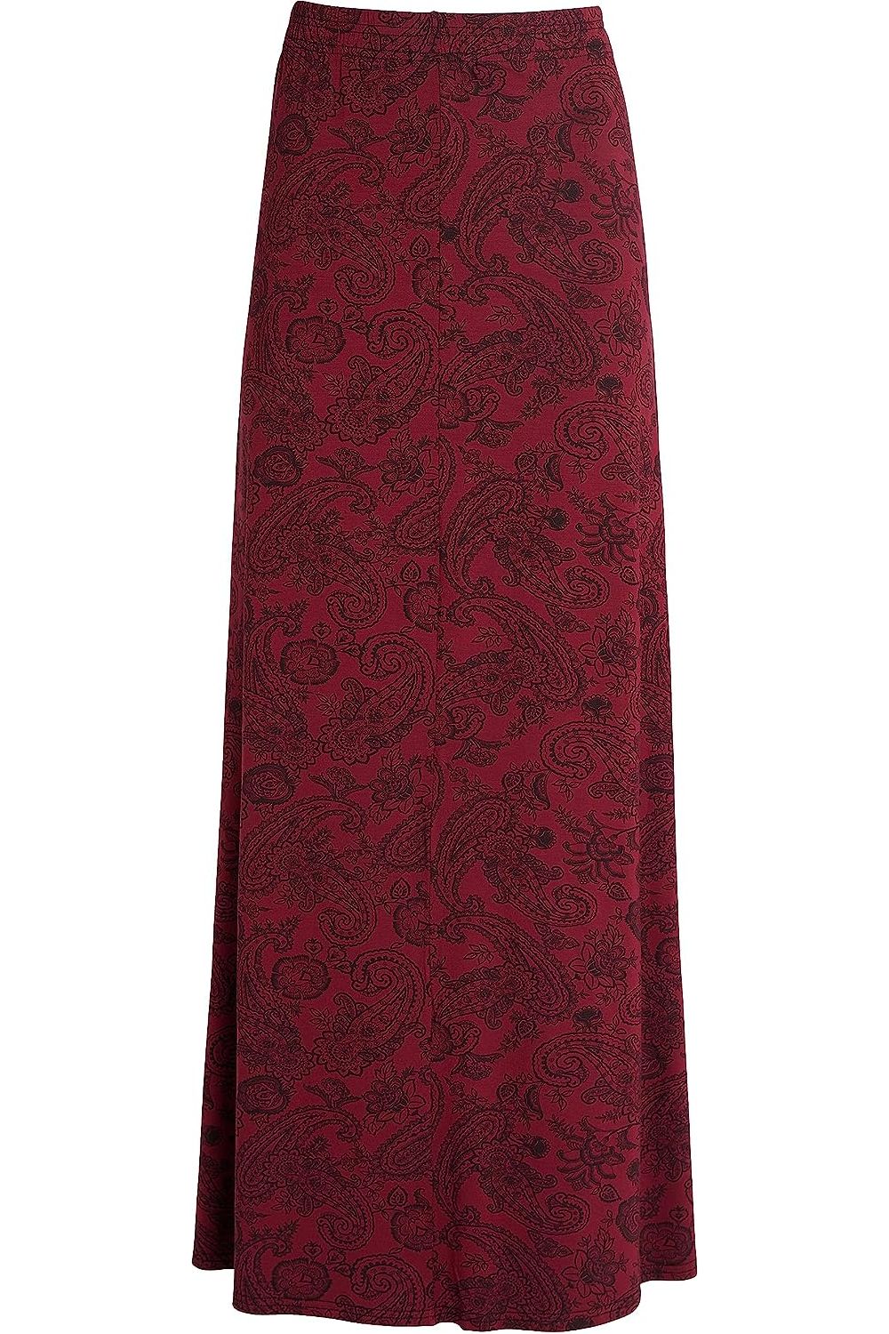 Plus Size Wine Paisley Print Maxi Skirt Skirt WearAll