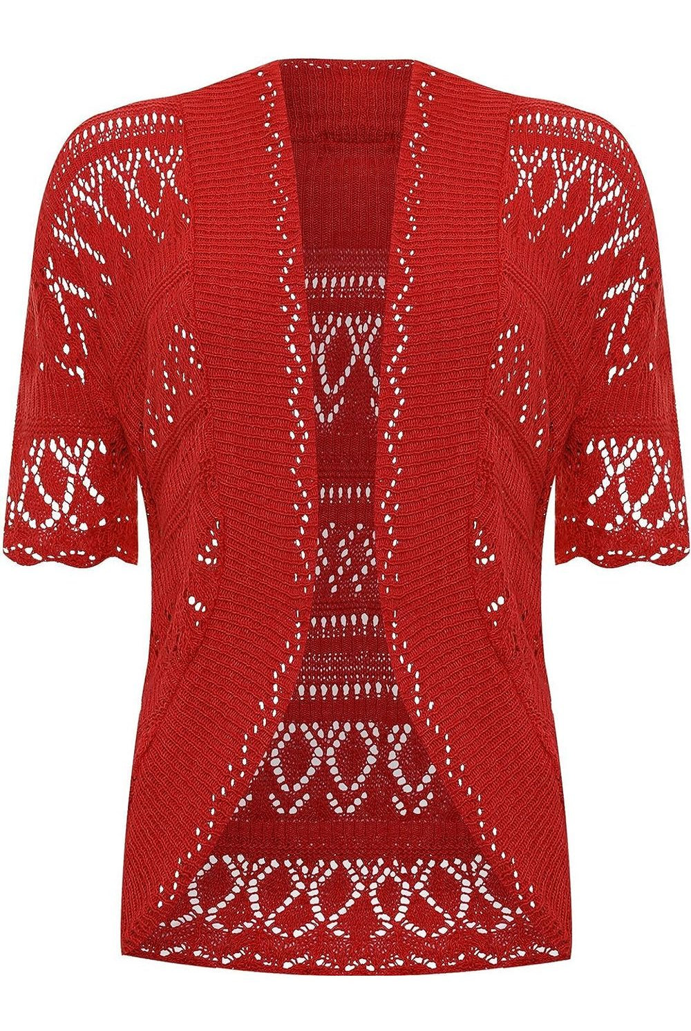 Plus Size Knitted Crochet Short Sleeve Shrugs Tops WearAll