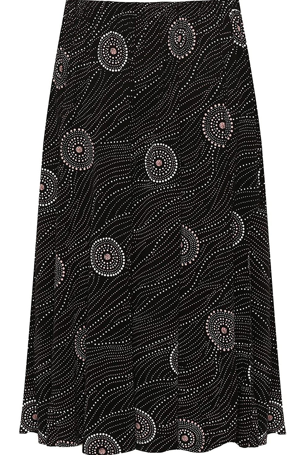 Pink Circle Print Midi Skirt Skirt WearAll Pink Circle Black 8-10