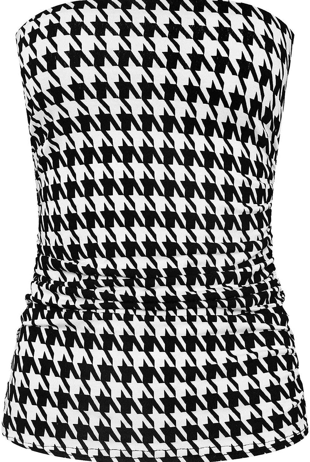 Leopard Dogtooth Print Ruched Boob Tube BraTop WearAll Houndstooth 12-14