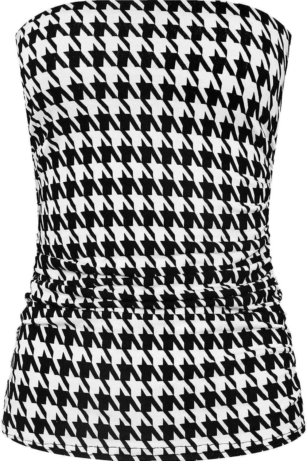 Leopard Dogtooth Print Ruched Boob Tube BraTop WearAll Houndstooth 12-14