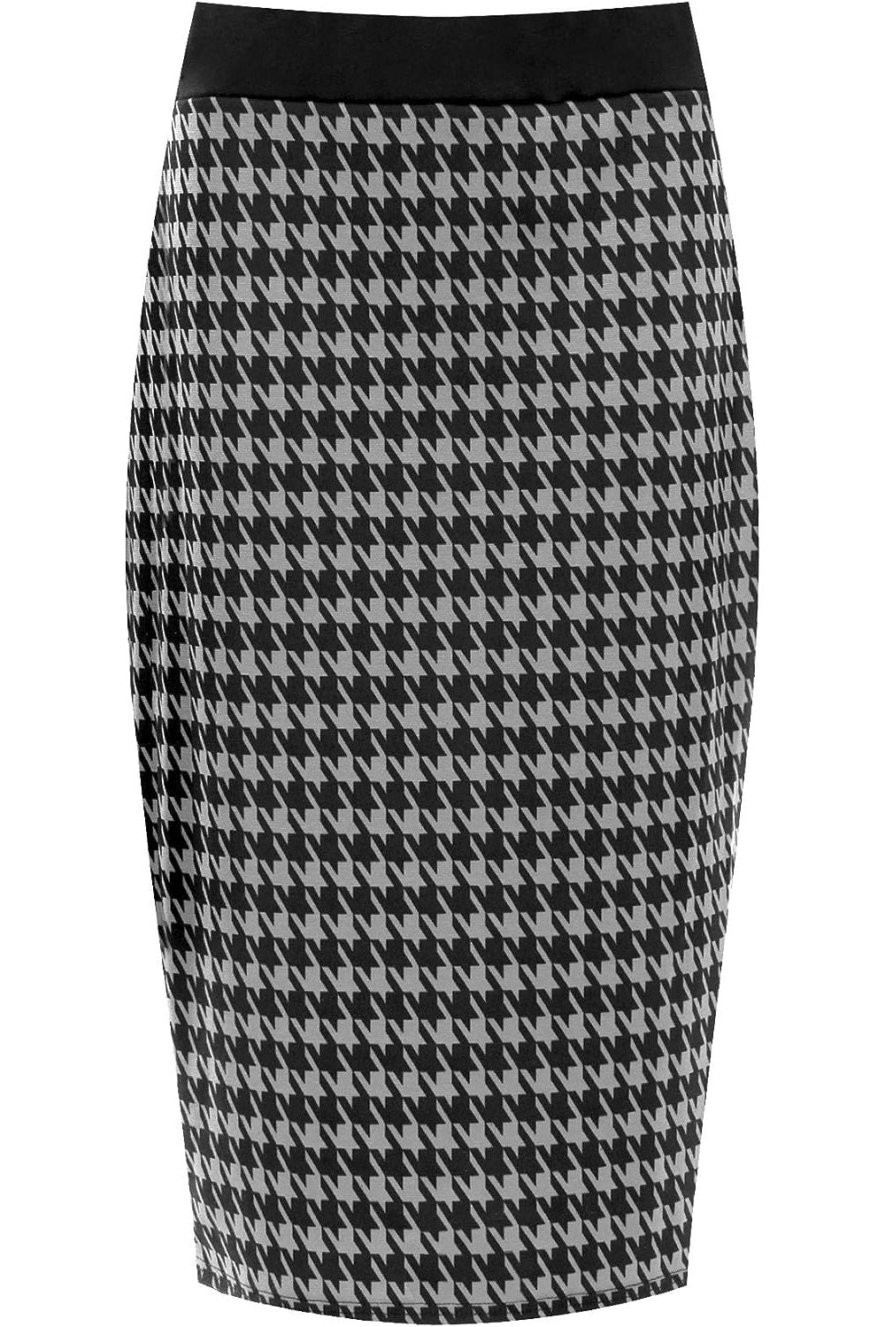 Plus Size Midi Skirt Dogtooth