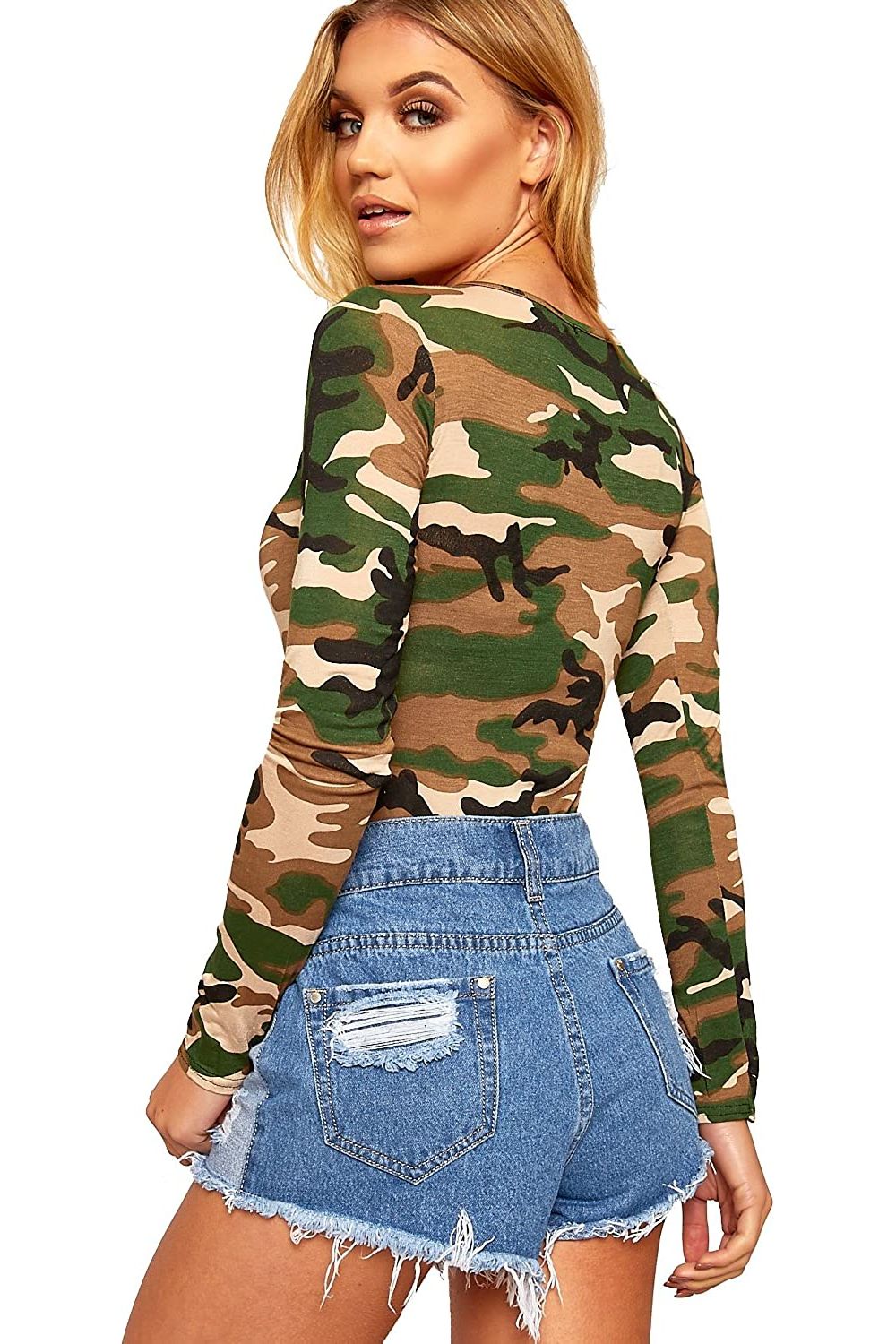 Amy Long Sleeve Bodysuit Camouflage Bodysuit WearAll