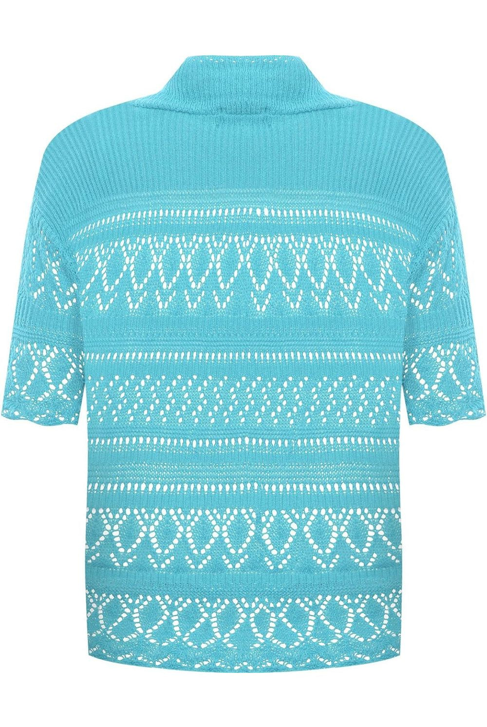 Plus Size Knitted Crochet Short Sleeve Shrug - White Wine Yellow Turquoise Tops WearAll