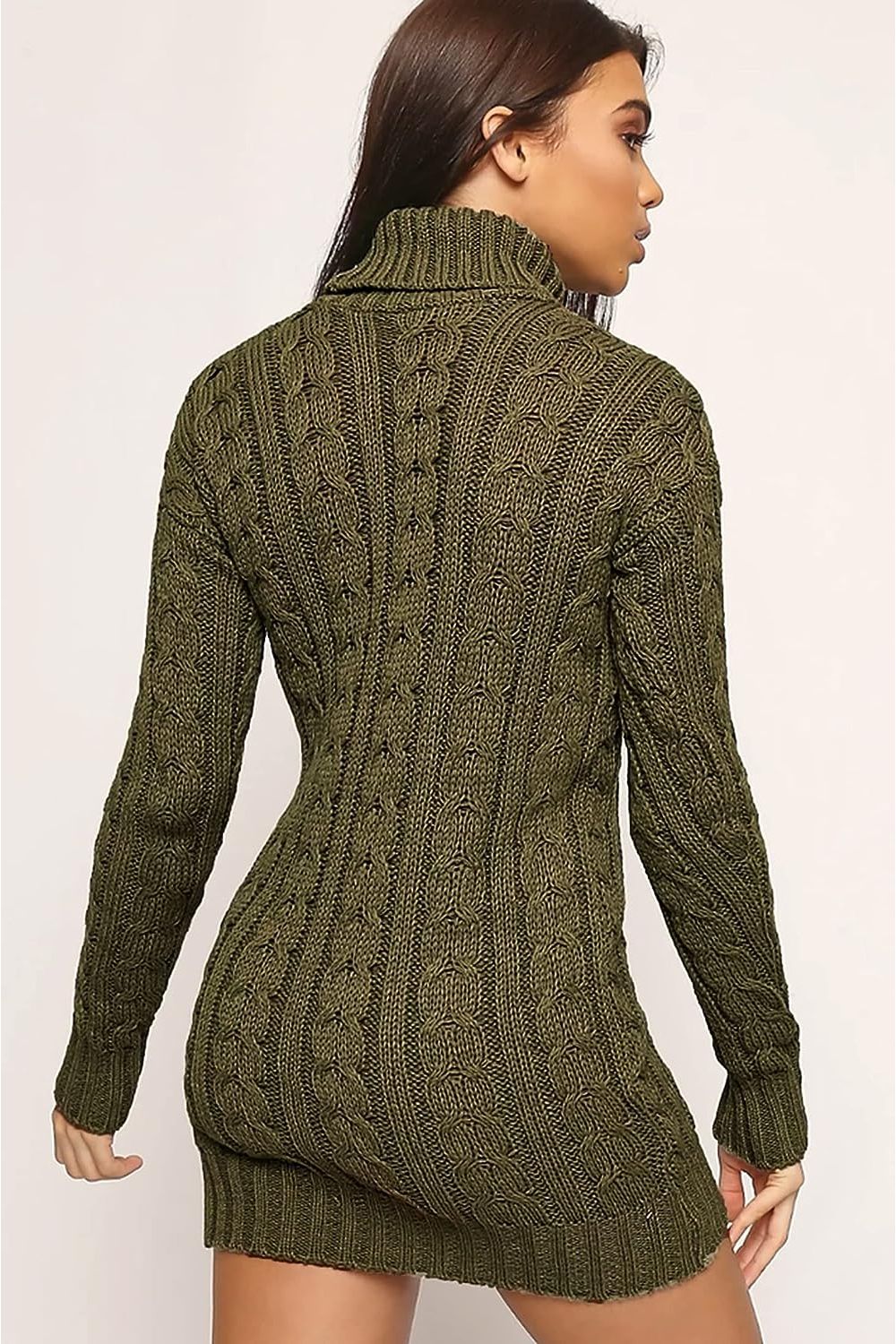 Polo High Neck Cable Knitted Jumper Dress Dress WearAll