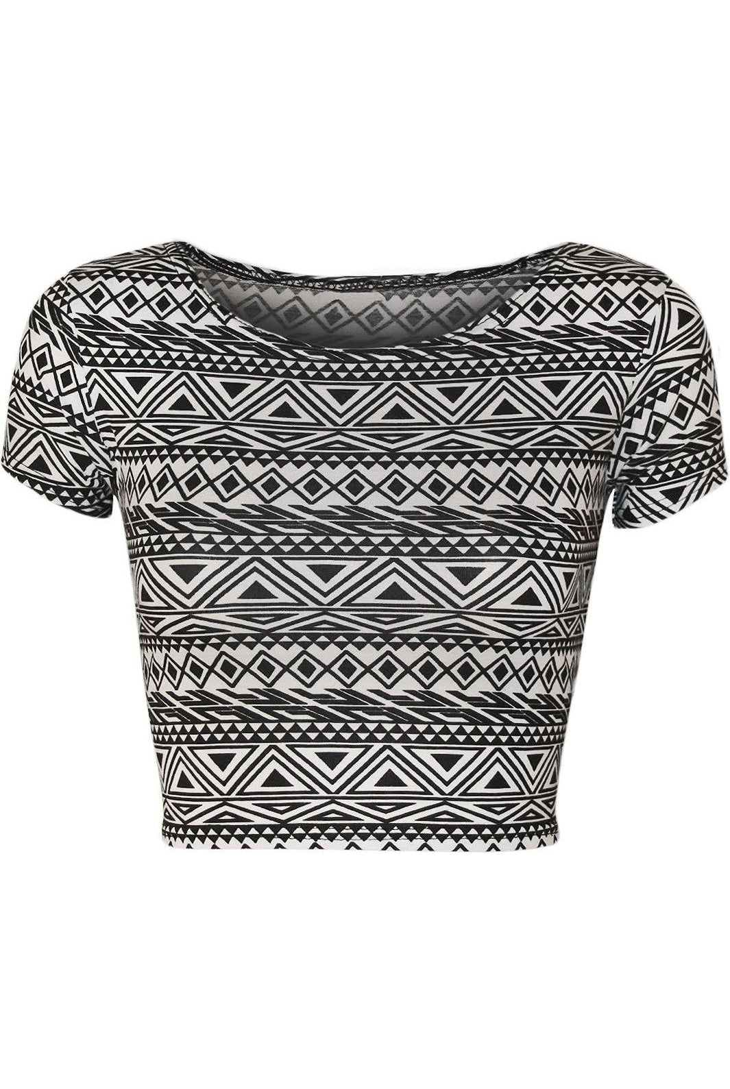 Printed Cap Sleeve Crop Tops Tops WearAll Little Aztec 8-10