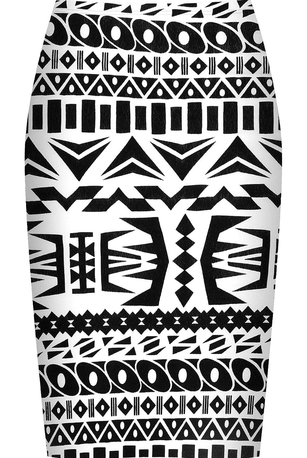 Printed Stretch Pencil Midi Skirt Skirt WearAll Aztec 8-10