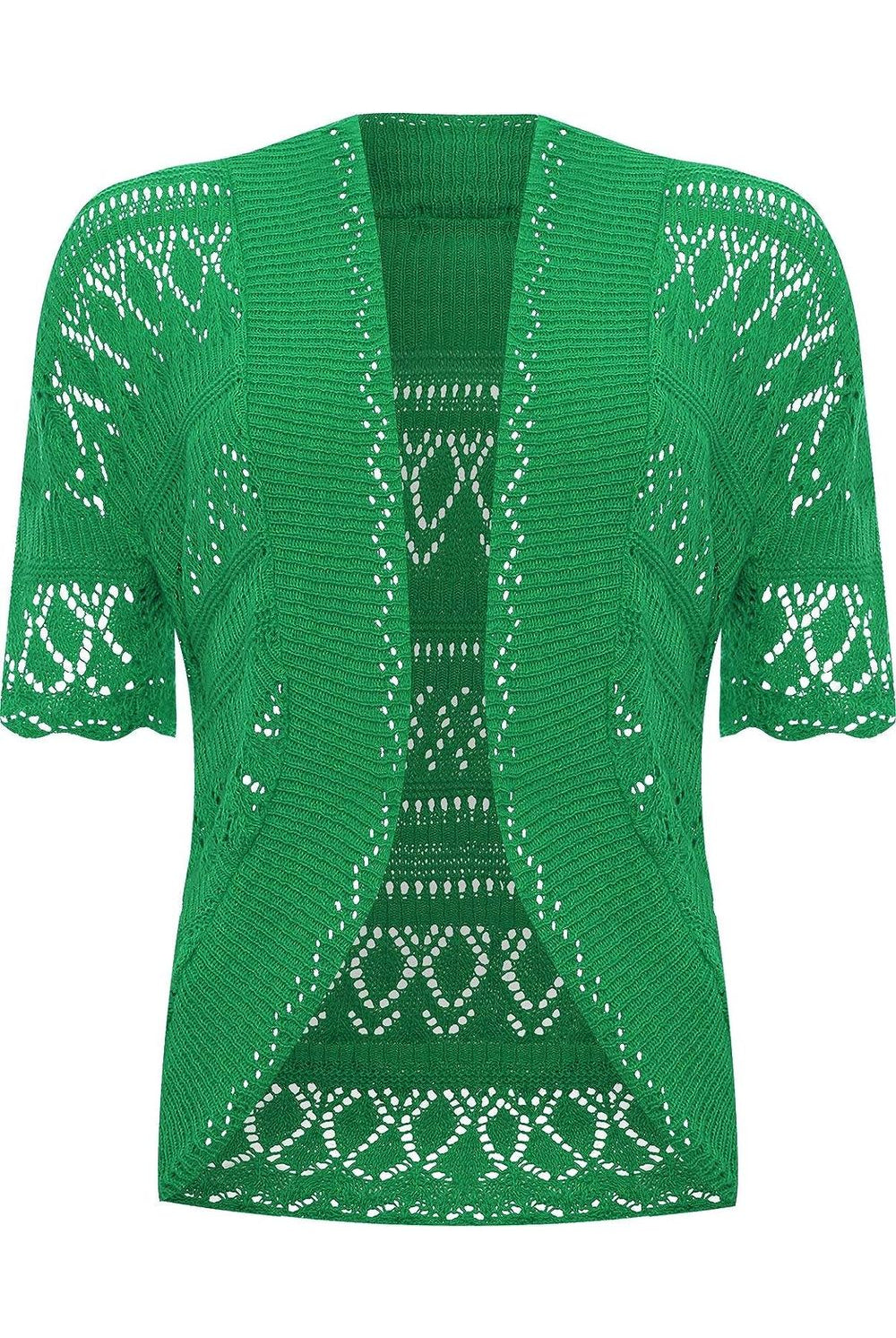 Plus Size Knitted Crochet Short Sleeve Shrugs Tops WearAll Jade 16-18