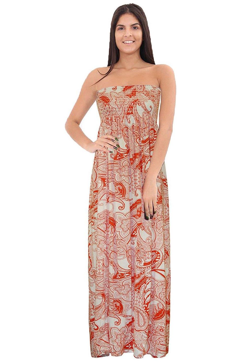 Orange Paisley Strapless Sheering Maxi Maxi Cardigan WearAll Orange 8-10