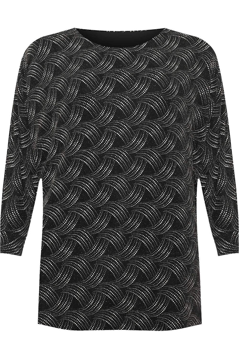 Plus Size Lurex Sparkle Batwing Top Tops WearAll Black 16-18