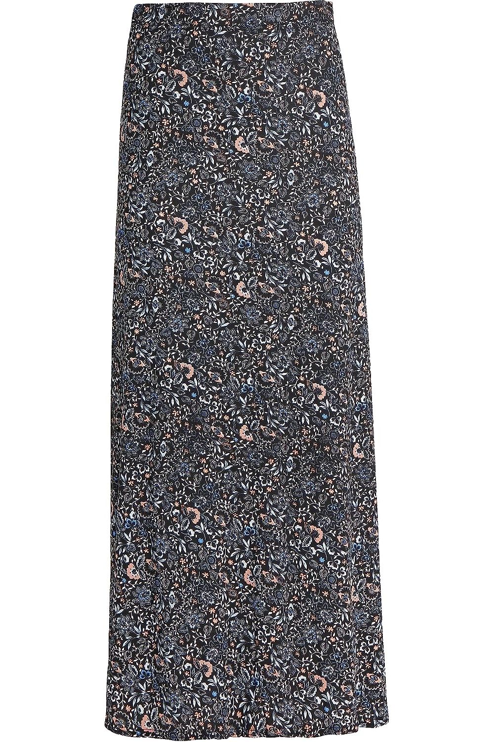 Plus Size Peach Floral Print Maxi Skirt Skirt WearAll Peach Floral 14