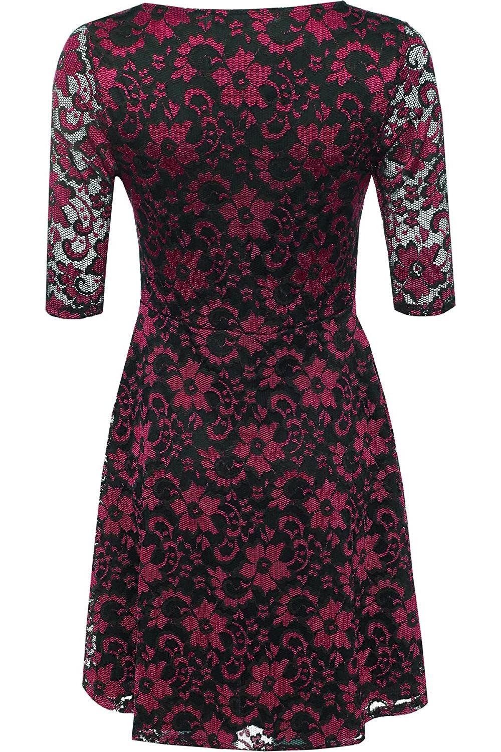Plus Size Floral Lace Flared Skater Dress Dress WearAll
