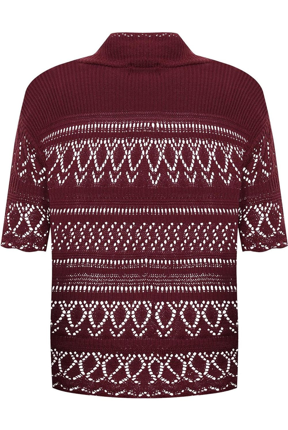 Plus Size Knitted Crochet Short Sleeve Shrug - White Wine Yellow Turquoise Tops WearAll