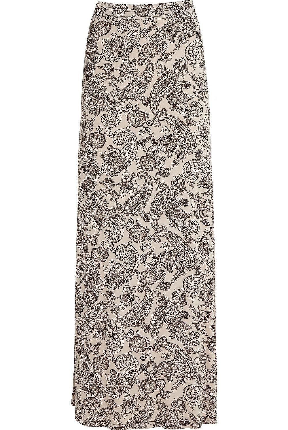 Plus Size Stone Paisley Print Maxi Skirt Skirt WearAll Pasiley Stone 14