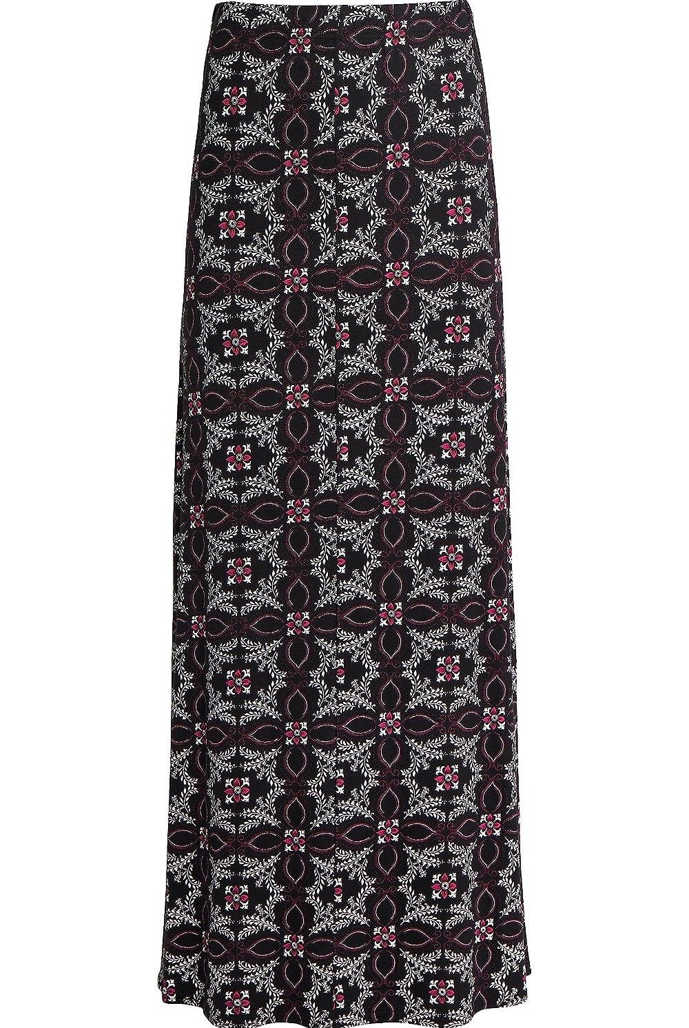 Plus Size Square Floral Purple Print Maxi Skirt Skirt WearAll