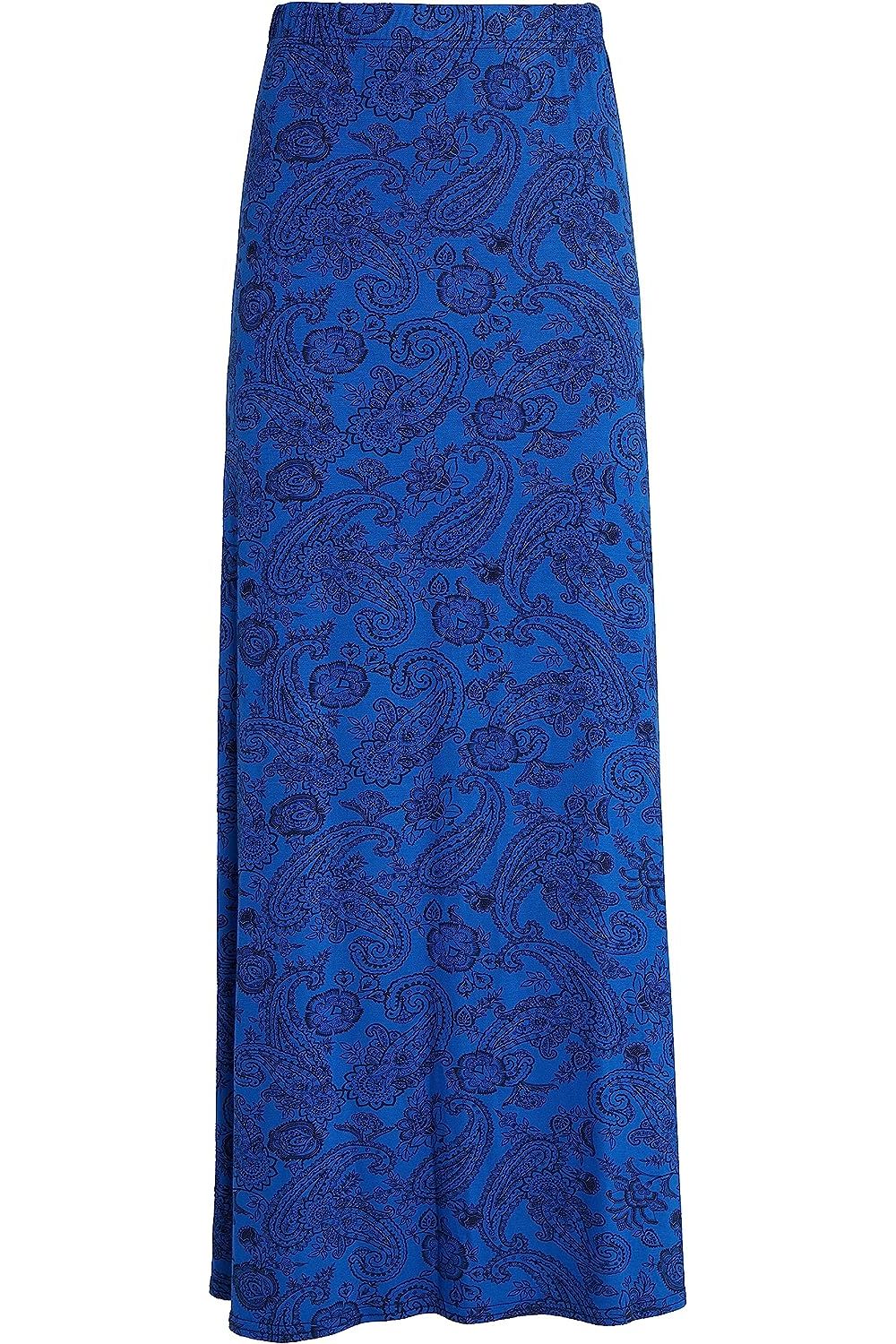 Plus Size Royal Paisley Print Maxi Skirt Skirt WearAll Pasiley Royal 14