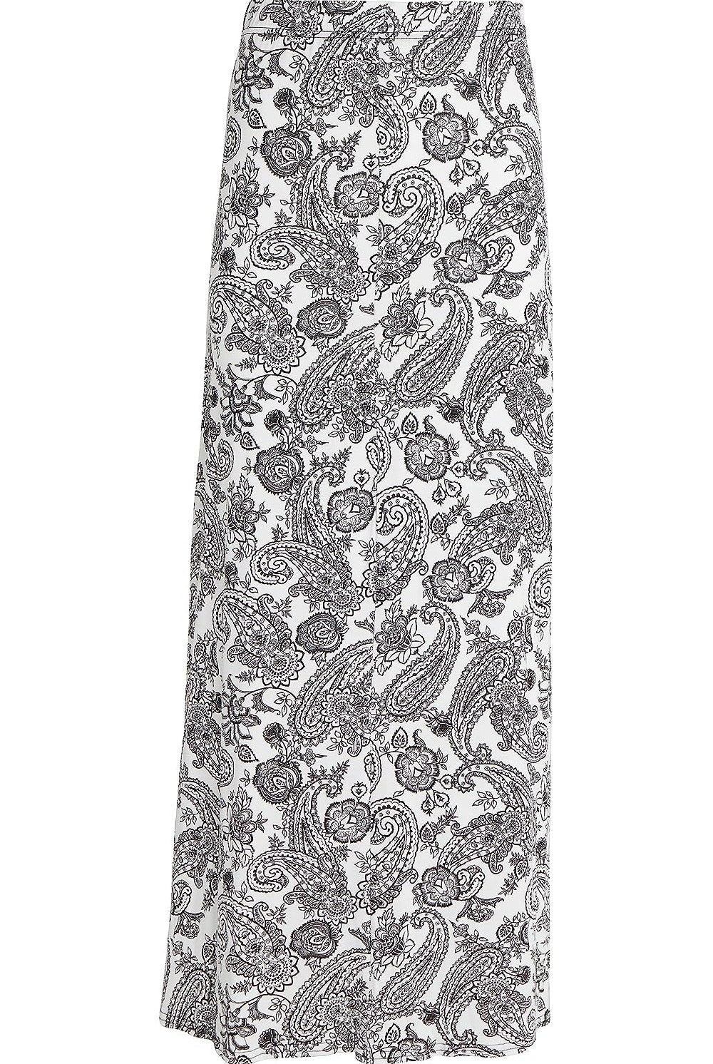 Plus Size White Paisley Print Maxi Skirt Skirt WearAll