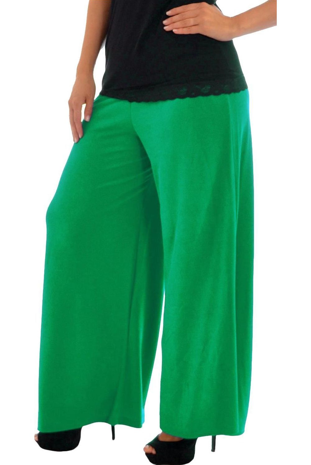 Wide Leg Flared Plain Palazzo Trouser Palazzo WearAll Jade 8-10