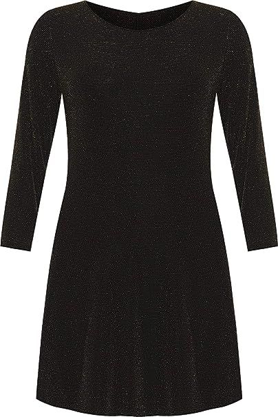 Lurex Sparkle Ladies Glitter Swing Short Dress WearAll Gold 14