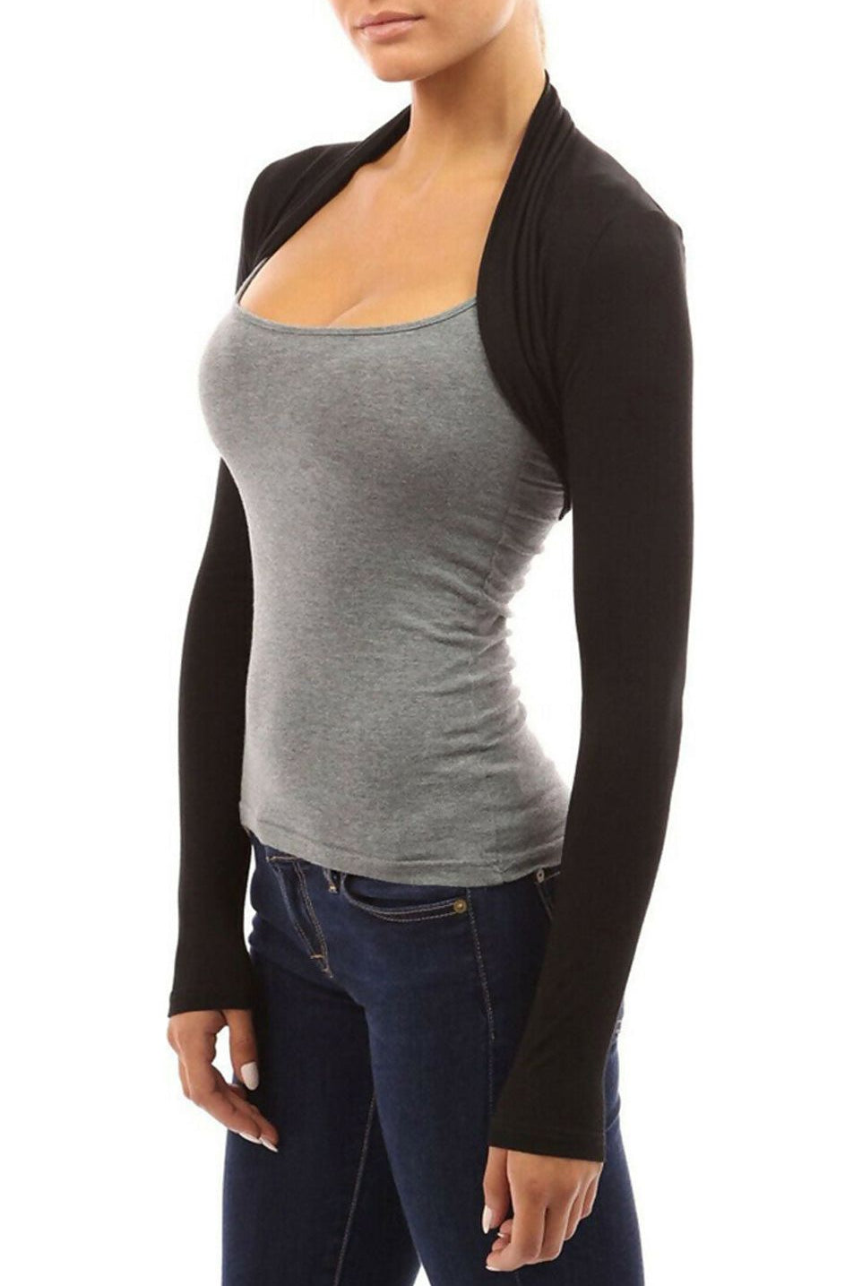 Plus Size Long Sleeve Crop Bolero Shrug Tops WearAll